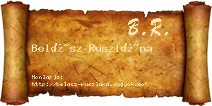Belász Ruszlána névjegykártya